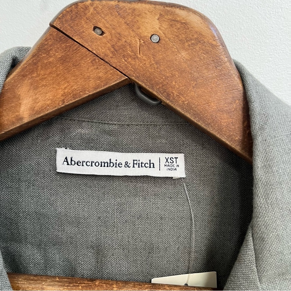 Abercrombie & Fitch Linen-Blend Utility Boiler Suit Jumpsuit Olive Green XS Tall - Picture 13 of 15